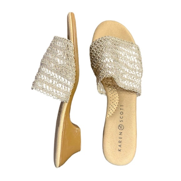 Women’s Karen Scott Gold Slide Sandals with Woven Upper - Size 8.5 - NWOT - Picture 4 of 8